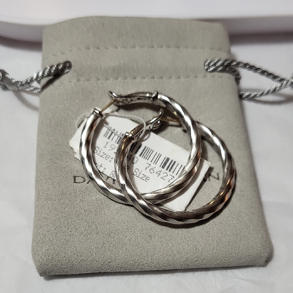 David Yurman Twisted Hoop Earrings - Silver. #34